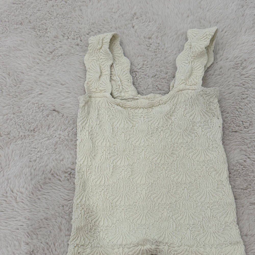 Elegant Cream Textured Women's tank top freepeople